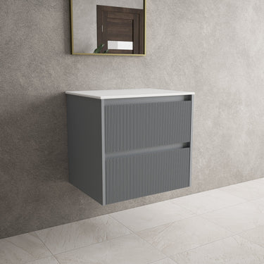 Scanalato Double Drawer Countertop Vanity Unit - Dove Grey 600mm