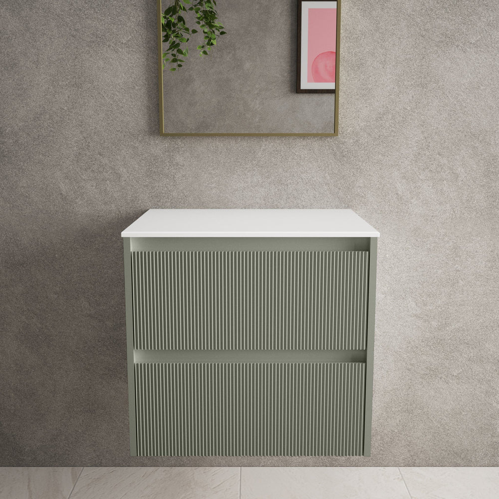 Scanalato Double Drawer Countertop Vanity Unit - Pistachio 600mm