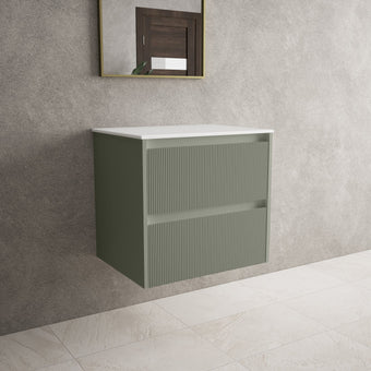 Scanalato Double Drawer Countertop Vanity Unit - Pistachio 600mm
