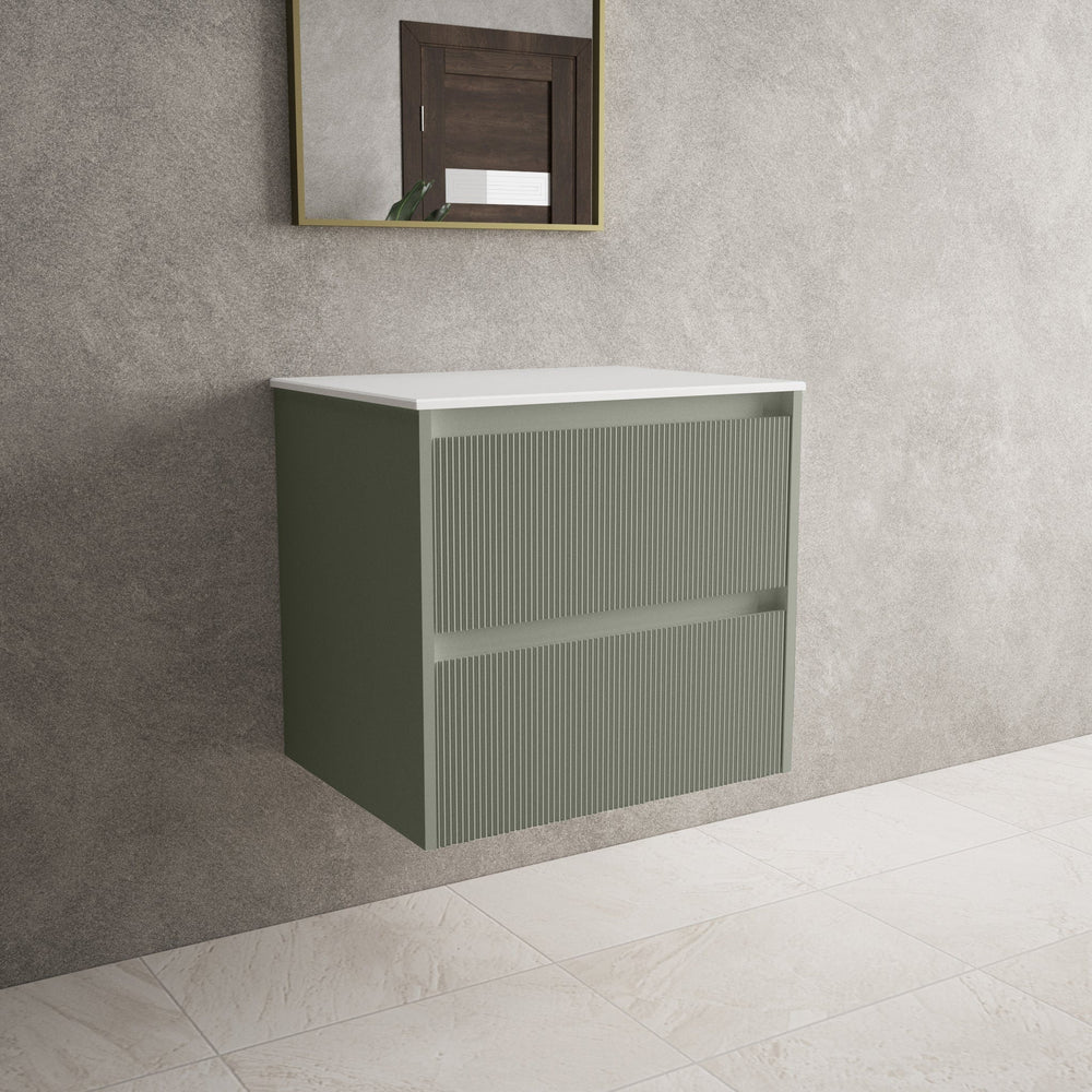 Scanalato Double Drawer Countertop Vanity Unit - Pistachio 600mm