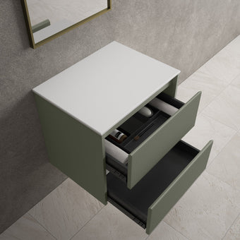 Scanalato Double Drawer Countertop Vanity Unit - Pistachio 600mm