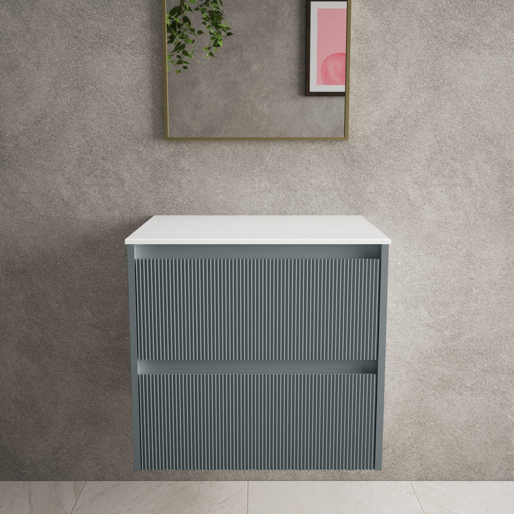 Scanalato Double Drawer Countertop Vanity Unit - Anthracite 600mm