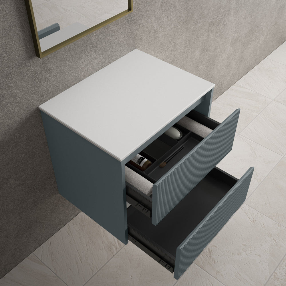 Scanalato Double Drawer Countertop Vanity Unit - Anthracite 600mm