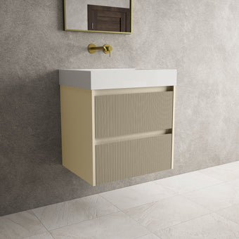 Scanalato Double Drawer Vanity Unit  With Beyondstone BLOC Basin - Cashmere 600mm