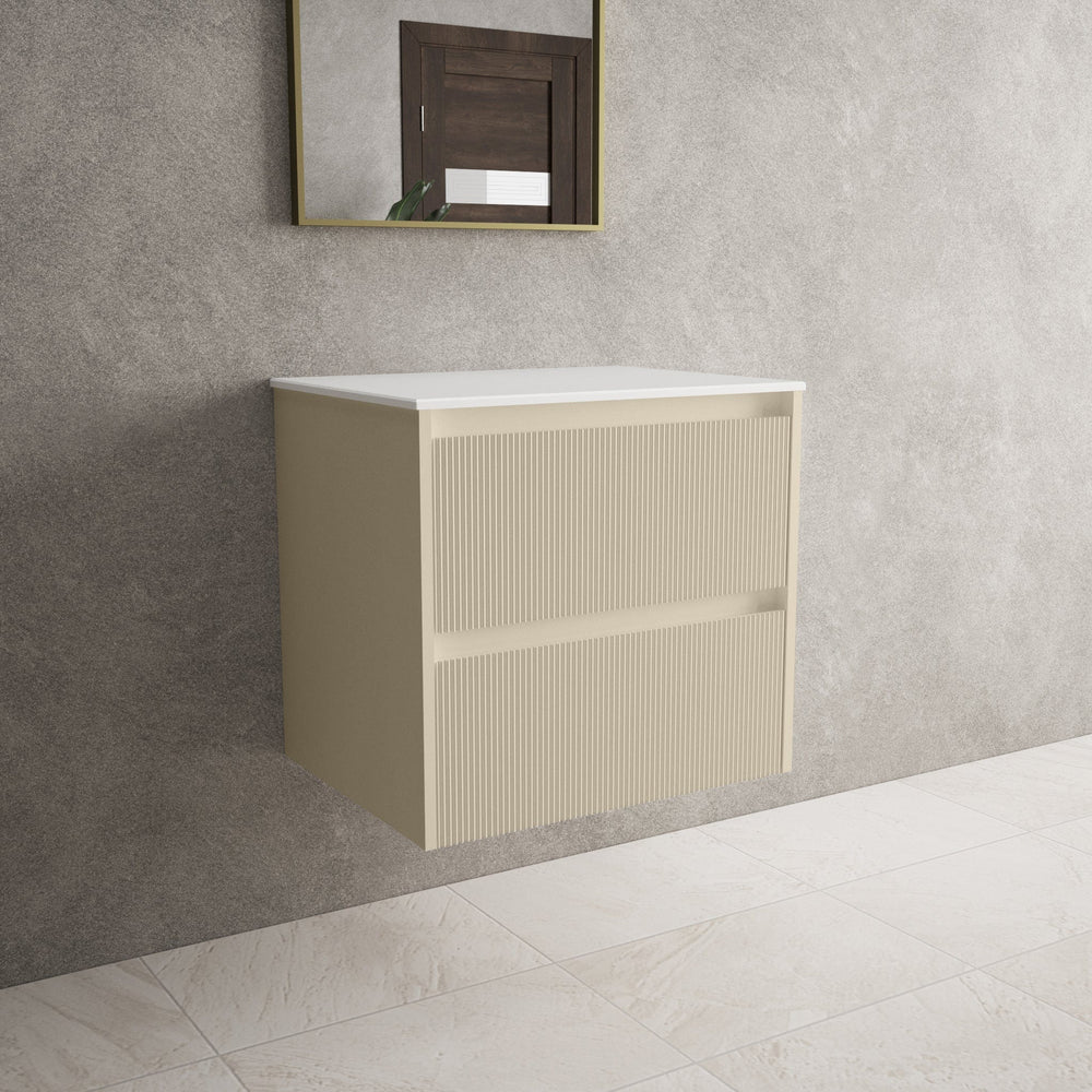 Scanalato Double Drawer Countertop Vanity Unit - Cashmere 600mm