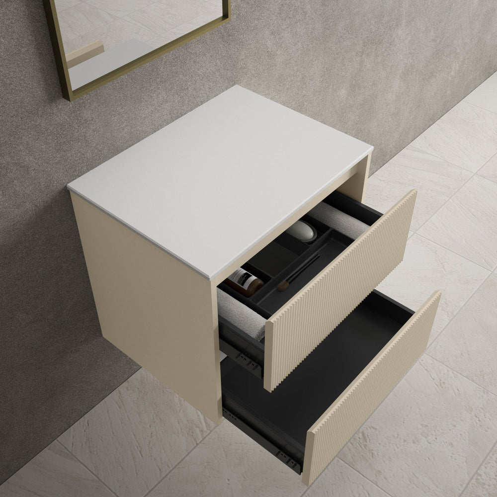 Scanalato Double Drawer Countertop Vanity Unit - Cashmere 600mm