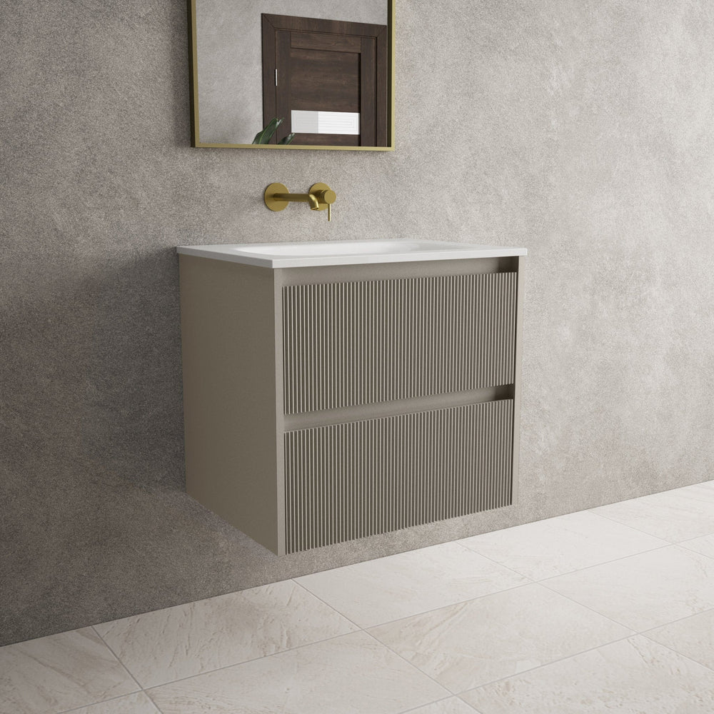 Scanalato Double Drawer Vanity Unit  With Beyondstone Basin - Soft Taupe 600mm