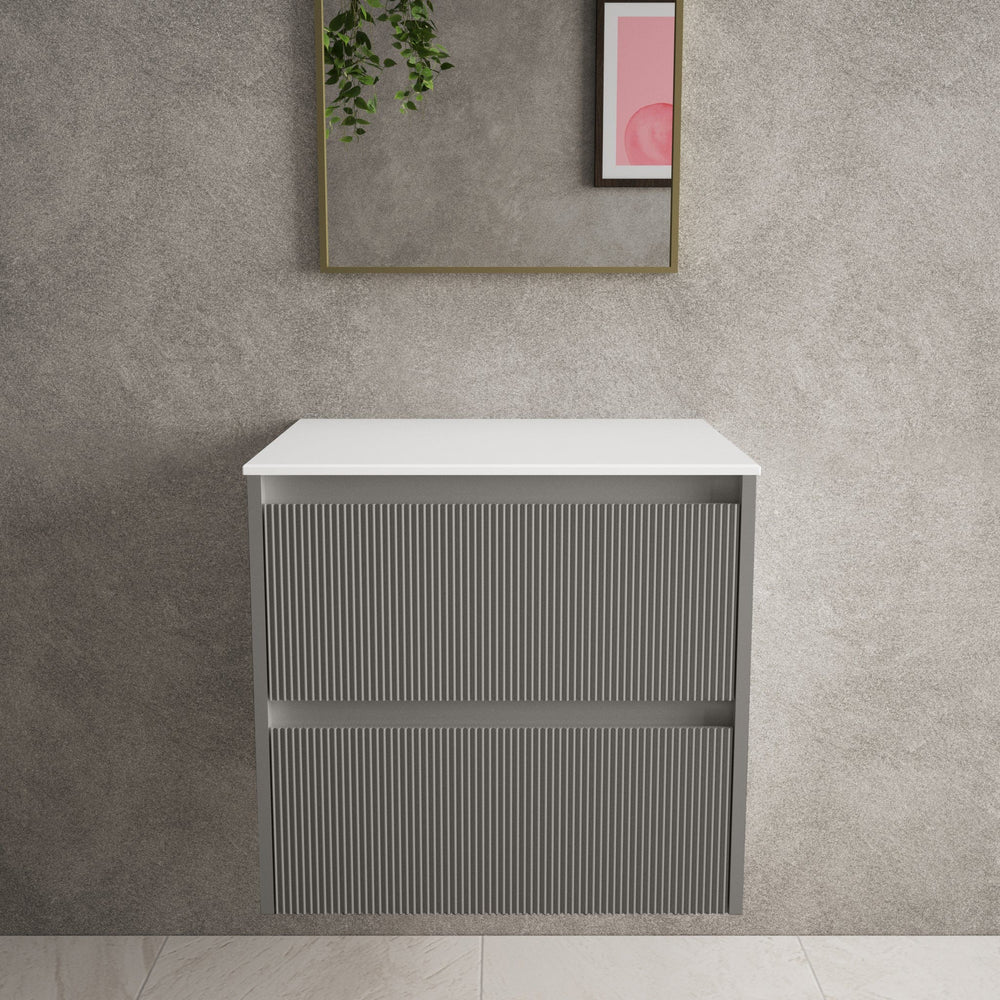 Scanalato Double Drawer Countertop Vanity Unit - Rich Taupe 600mm