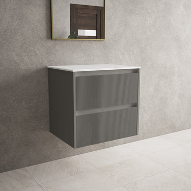 Scanalato Double Drawer Countertop Vanity Unit - Rich Taupe 600mm