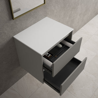 Scanalato Double Drawer Countertop Vanity Unit - Rich Taupe 600mm