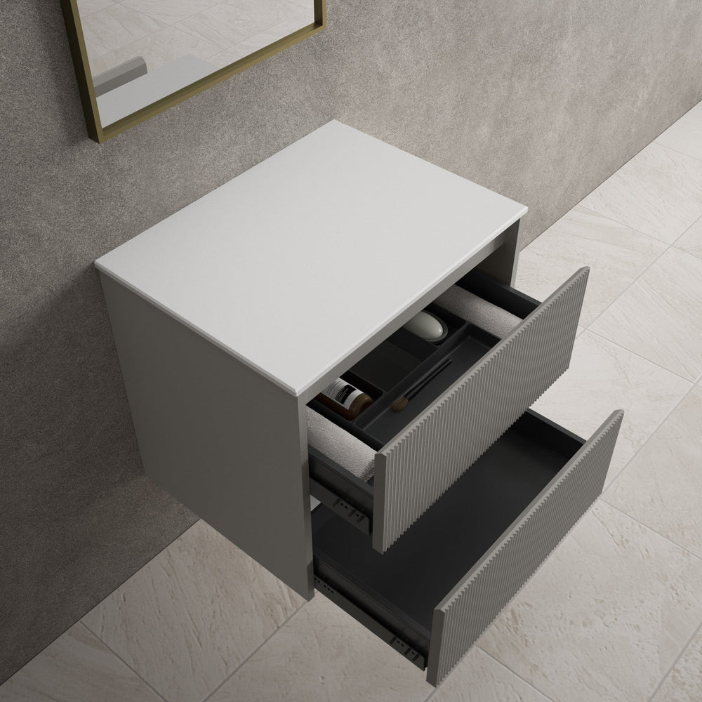 Scanalato Double Drawer Countertop Vanity Unit - Rich Taupe 600mm
