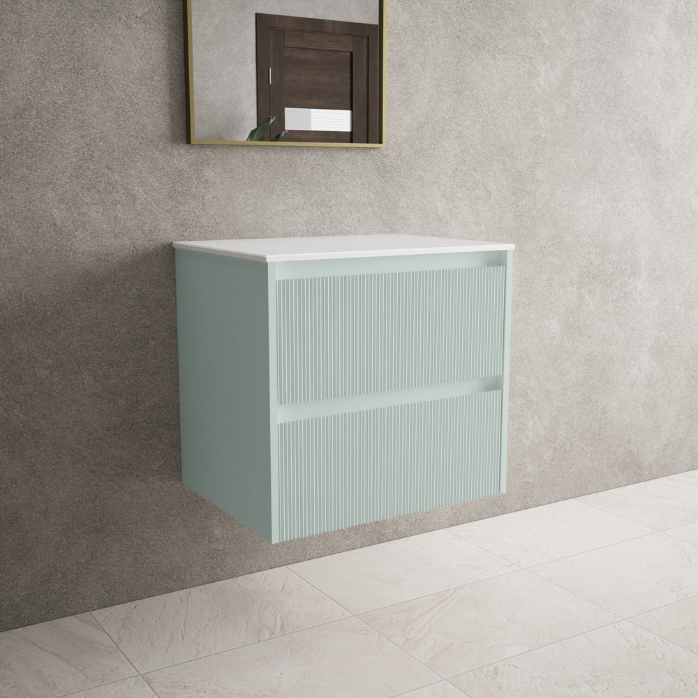 Scanalato Double Drawer Countertop Vanity Unit - Peppermint 600mm