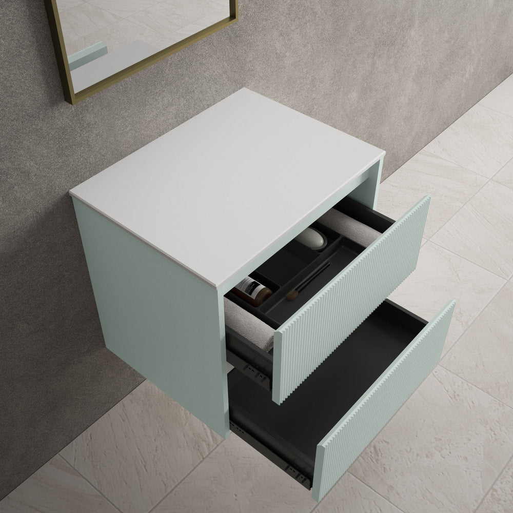 Scanalato Double Drawer Countertop Vanity Unit - Peppermint 600mm