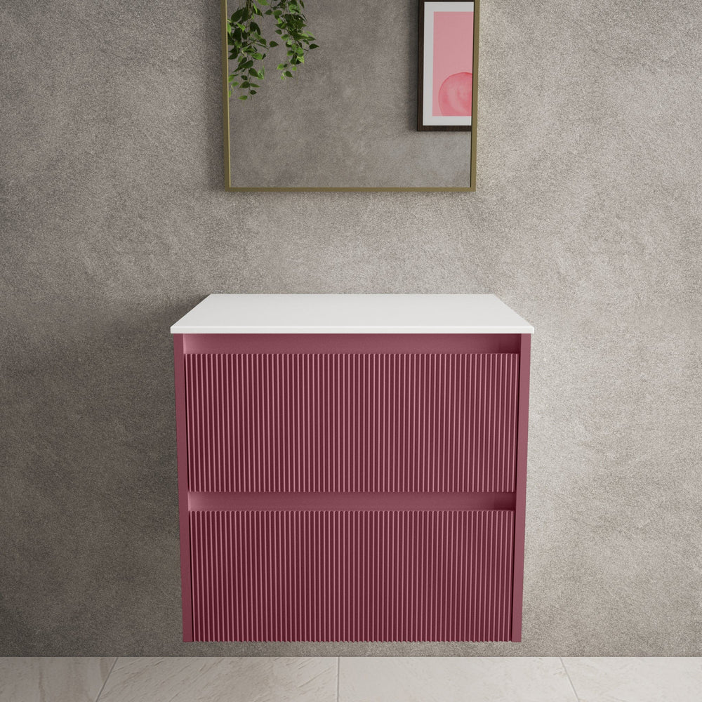 Scanalato Double Drawer Countertop Vanity Unit - Mineral Red 600mm