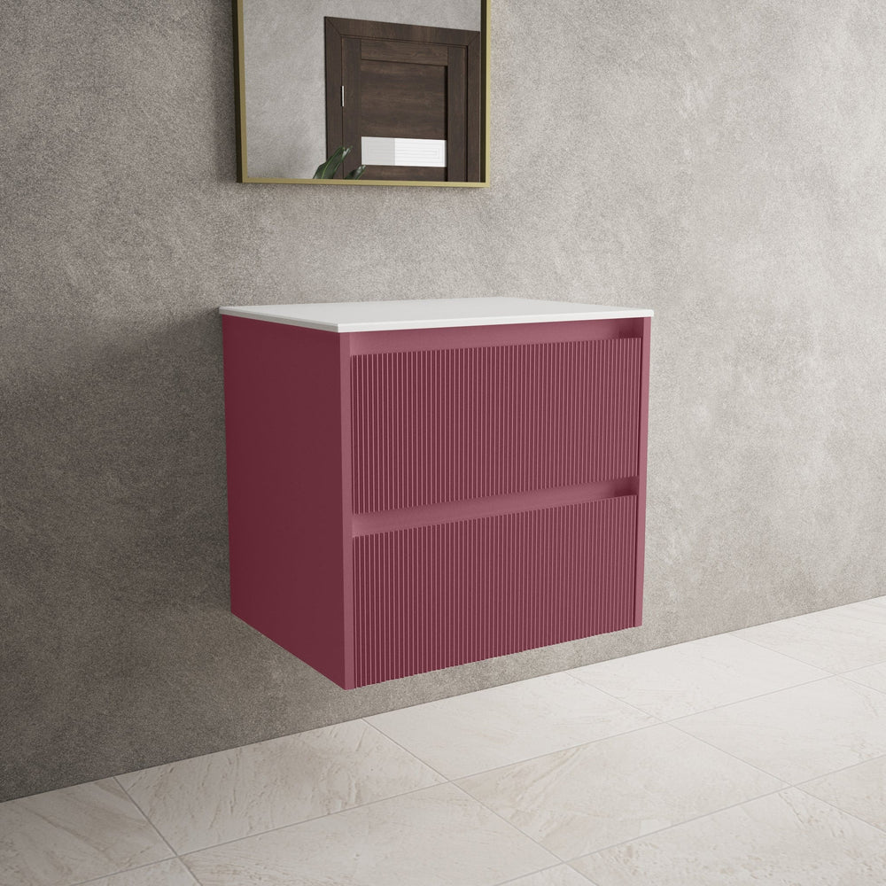 Scanalato Double Drawer Countertop Vanity Unit - Mineral Red 600mm