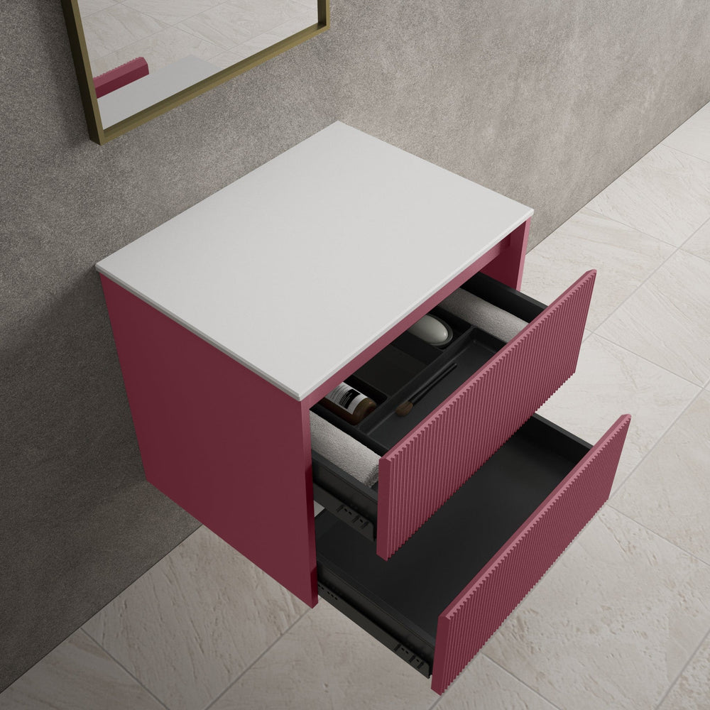 Scanalato Double Drawer Countertop Vanity Unit - Mineral Red 600mm