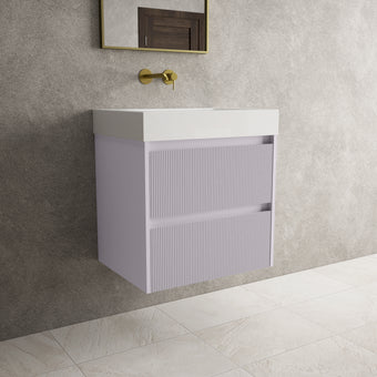 Scanalato Double Drawer Vanity Unit  With Beyondstone BLOC Basin - Soft Violet 600mm