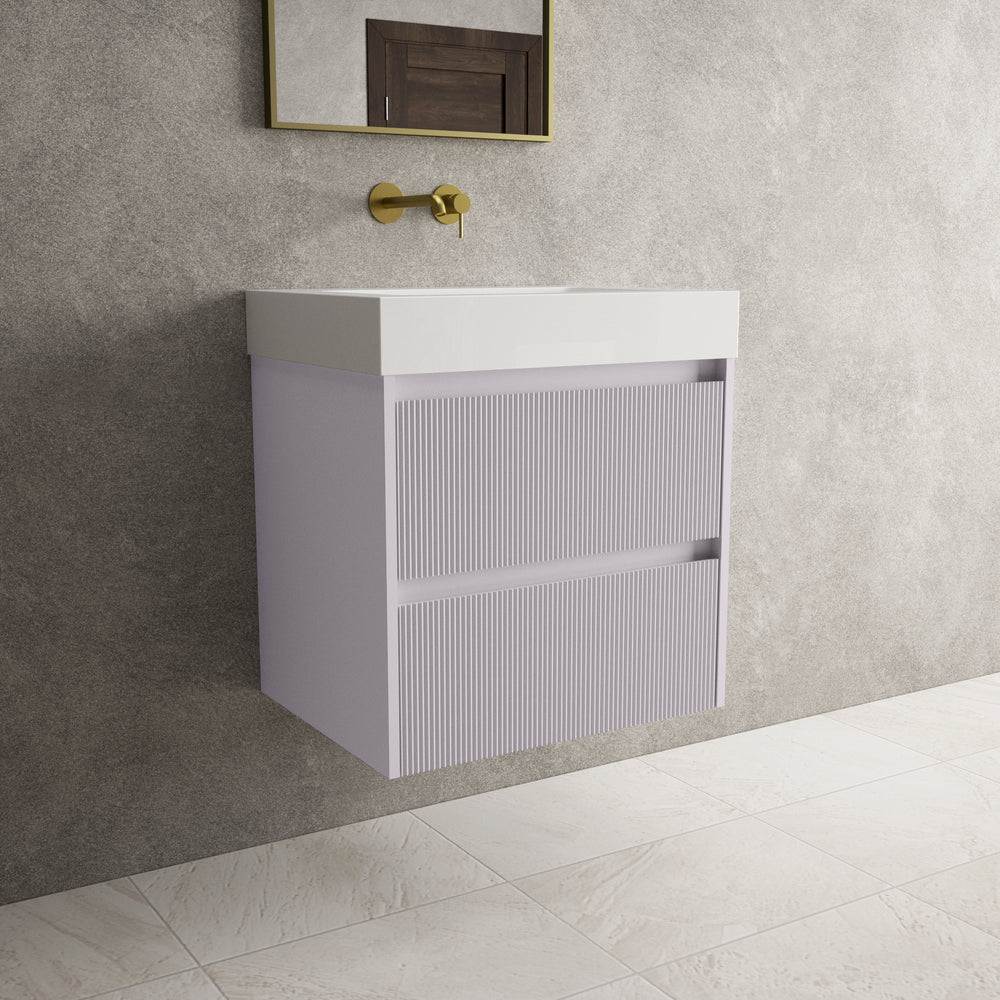 Scanalato Double Drawer Vanity Unit  With Beyondstone BLOC Basin - Soft Violet 600mm