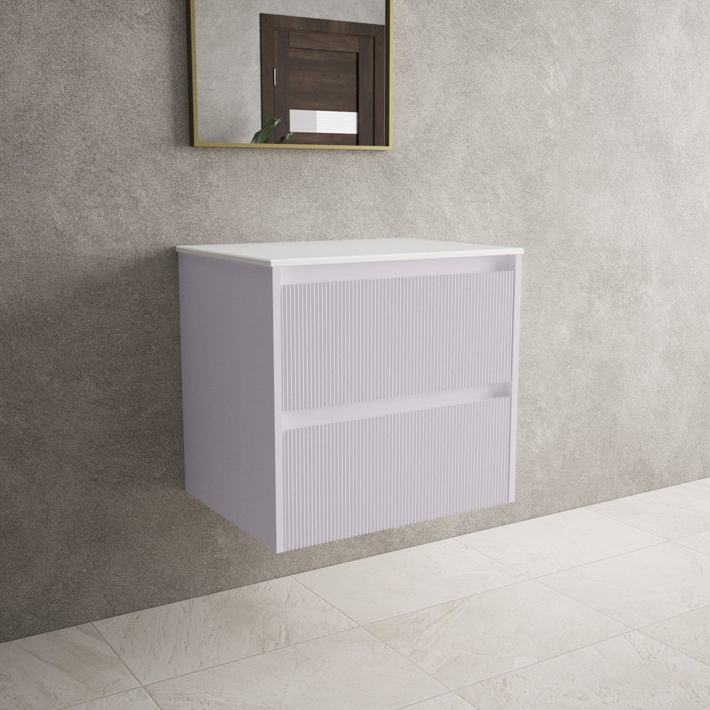 Scanalato Double Drawer Countertop Vanity Unit - Soft Violet 600mm