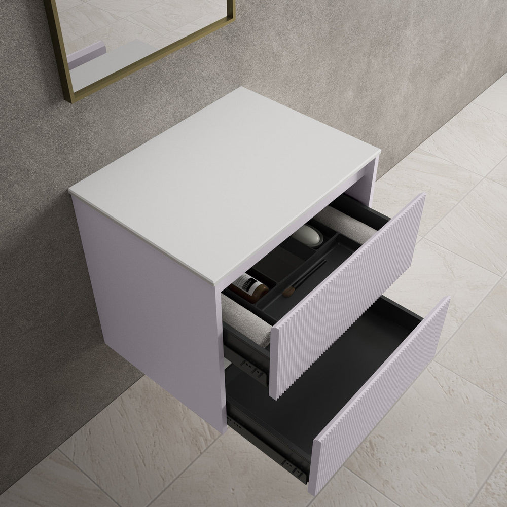 Scanalato Double Drawer Countertop Vanity Unit - Soft Violet 600mm