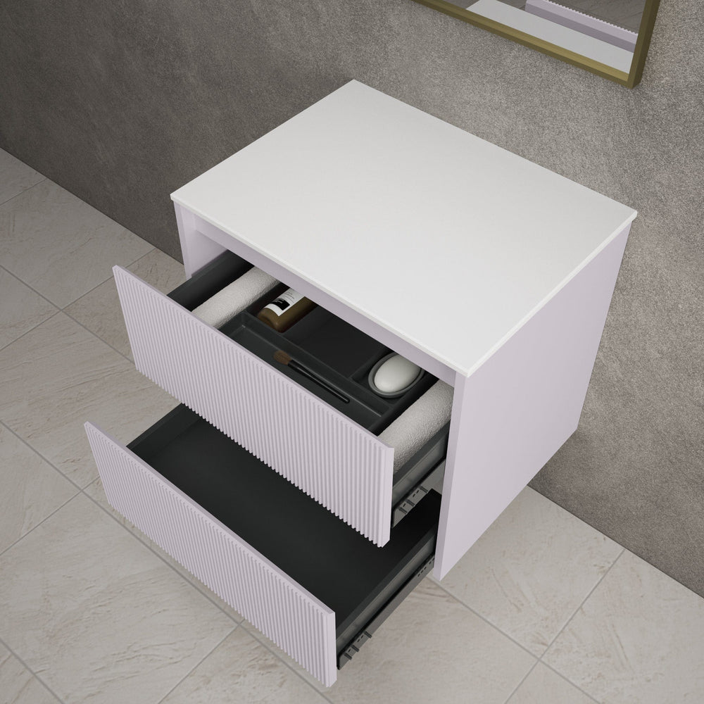 Scanalato Double Drawer Countertop Vanity Unit - Soft Violet 600mm
