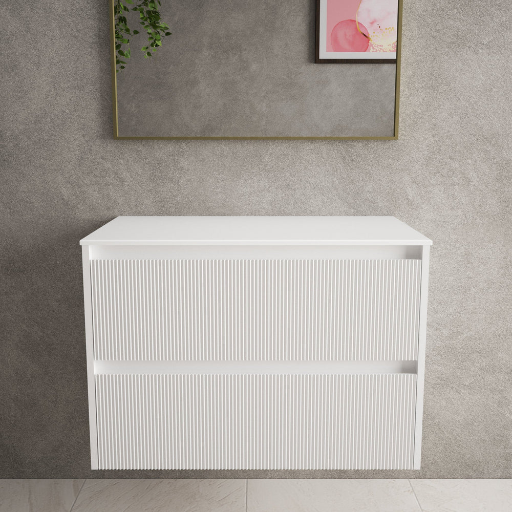 Scanalato Double Drawer Countertop Vanity Unit - Pure White 800mm