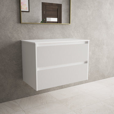 Scanalato Double Drawer Countertop Vanity Unit - Pure White 800mm