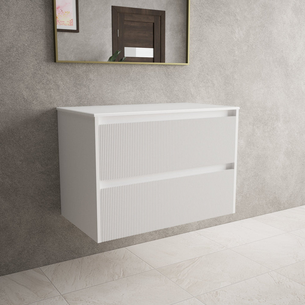 Scanalato Double Drawer Countertop Vanity Unit - Pure White 800mm