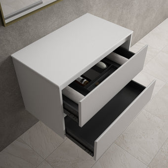 Scanalato Double Drawer Countertop Vanity Unit - Pure White 800mm