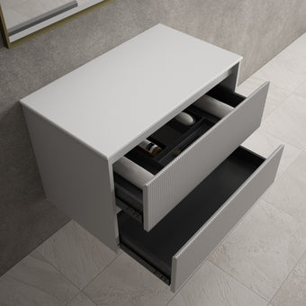 Scanalato Double Drawer Countertop Vanity Unit - Soft Grey 800mm
