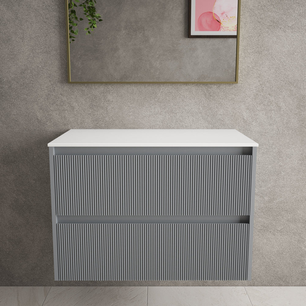 Scanalato Double Drawer Countertop Vanity Unit - Dove Grey 800mm