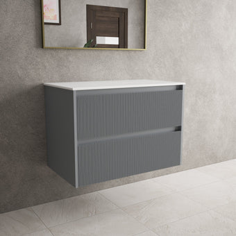 Scanalato Double Drawer Countertop Vanity Unit - Dove Grey 800mm