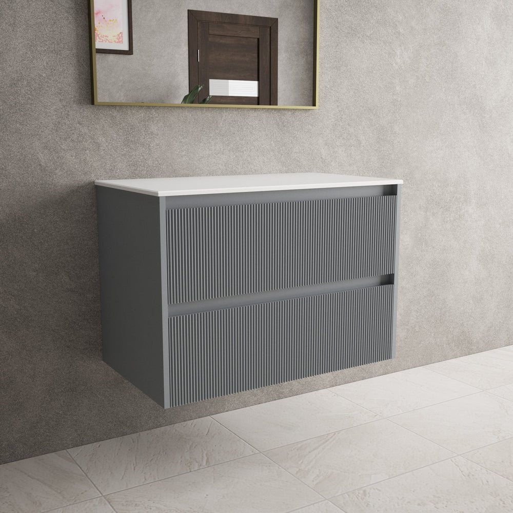 Scanalato Double Drawer Countertop Vanity Unit - Dove Grey 800mm