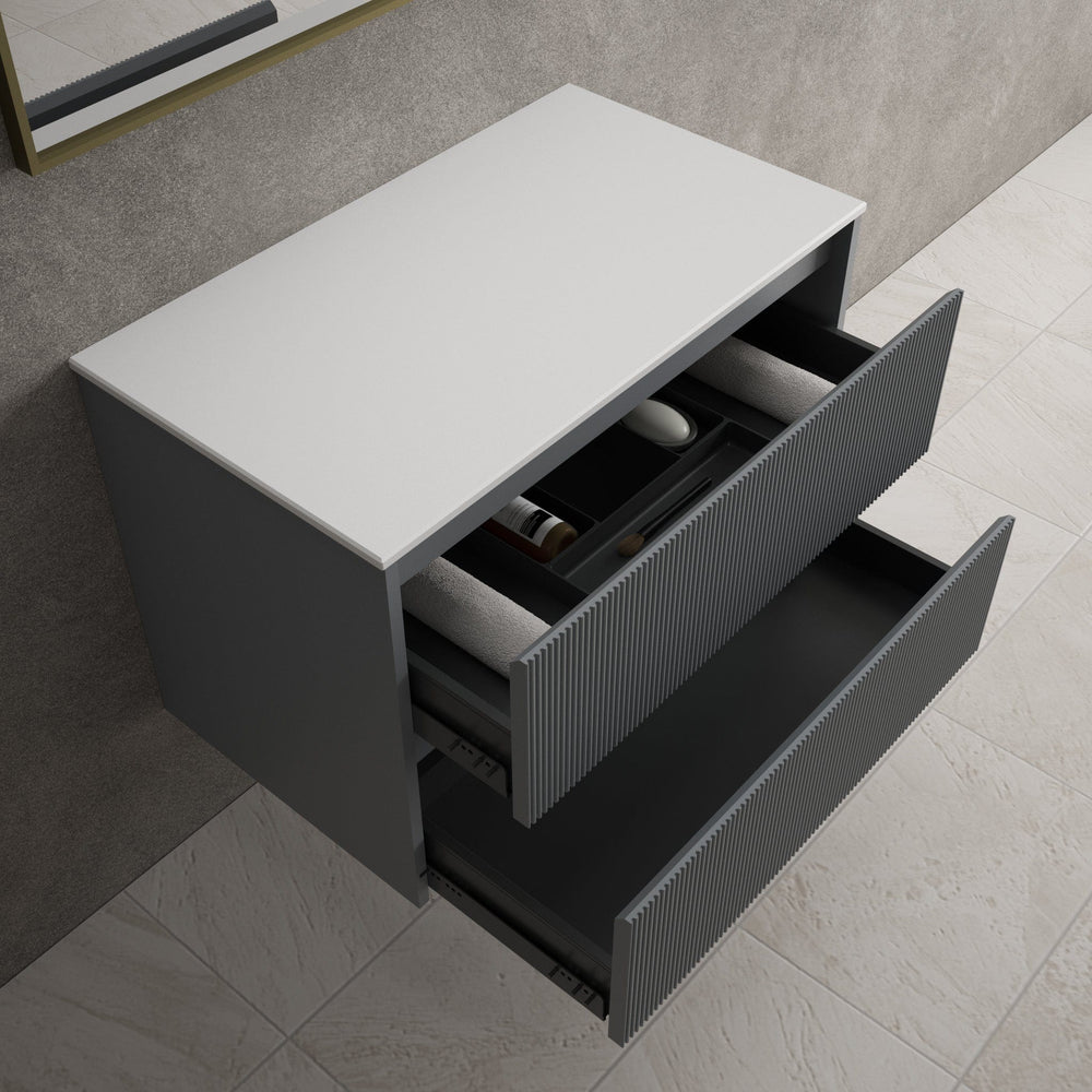 Scanalato Double Drawer Countertop Vanity Unit - Dove Grey 800mm