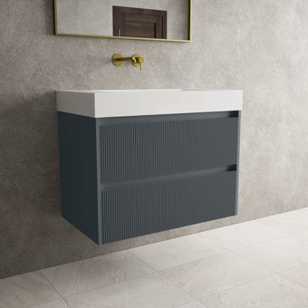 Scanalato Double Drawer Vanity Unit  With Beyondstone BLOC Basin - Slate Grey 800mm