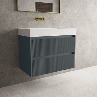 Scanalato Double Drawer Vanity Unit  With Beyondstone BLOC Basin - Slate Grey 800mm