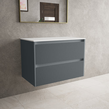 Scanalato Double Drawer Countertop Vanity Unit - Slate Grey 800mm