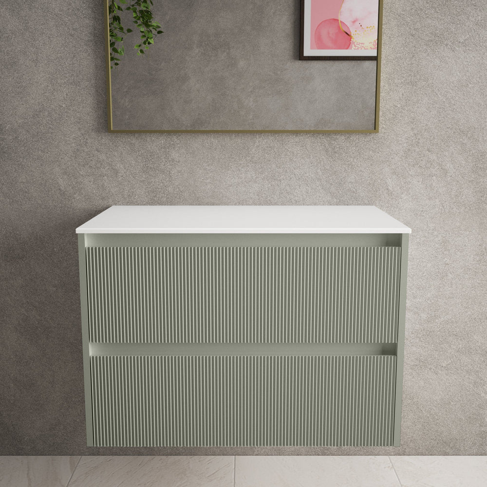 Scanalato Double Drawer Countertop Vanity Unit - Pistachio 800mm