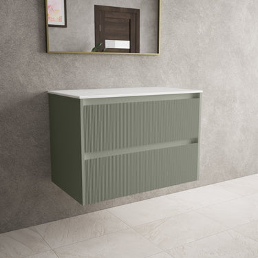 Scanalato Double Drawer Countertop Vanity Unit - Pistachio 800mm