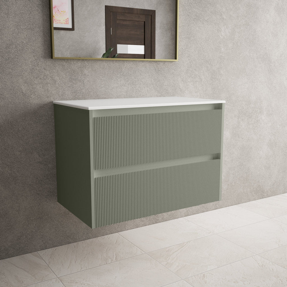 Scanalato Double Drawer Countertop Vanity Unit - Pistachio 800mm