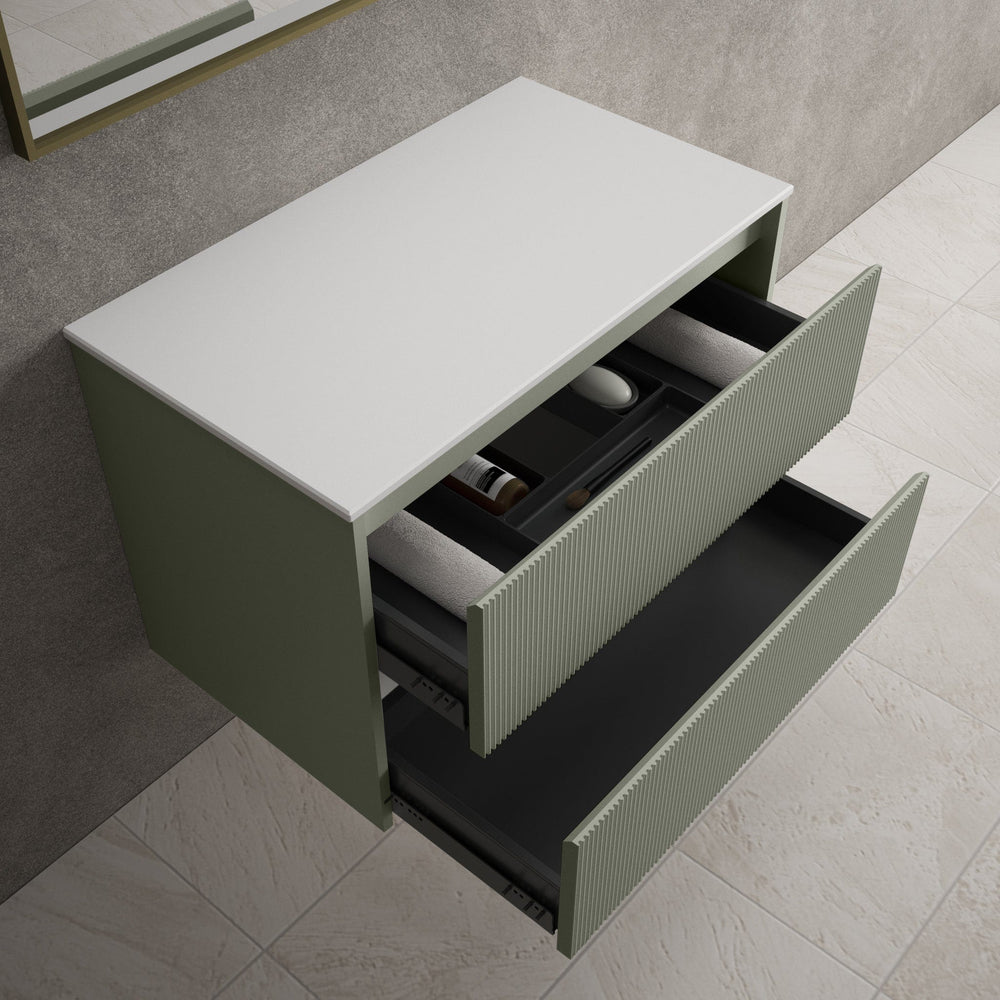 Scanalato Double Drawer Countertop Vanity Unit - Pistachio 800mm