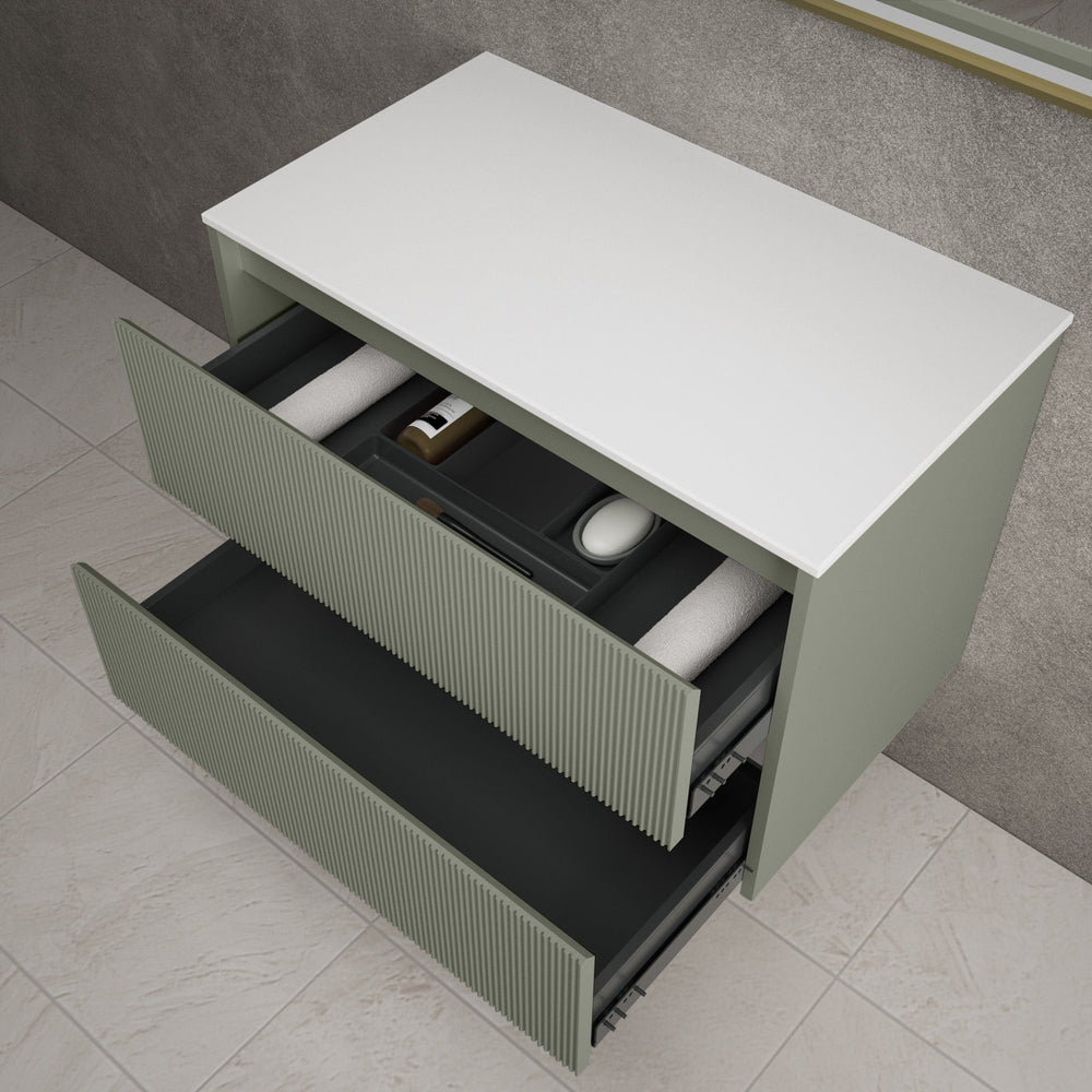 Scanalato Double Drawer Countertop Vanity Unit - Pistachio 800mm