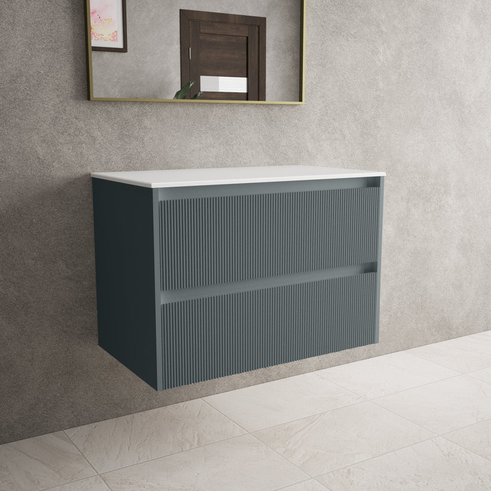 Scanalato Double Drawer Countertop Vanity Unit - Anthracite 800mm