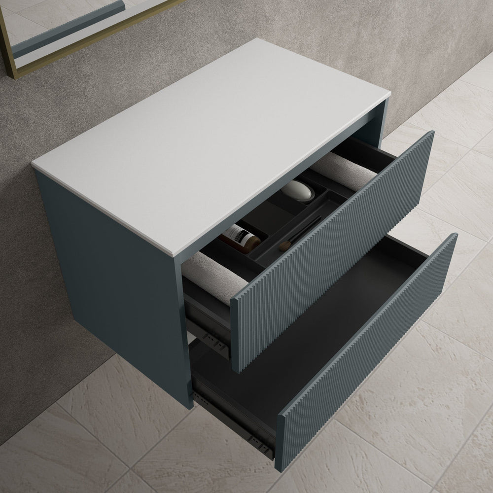 Scanalato Double Drawer Countertop Vanity Unit - Anthracite 800mm