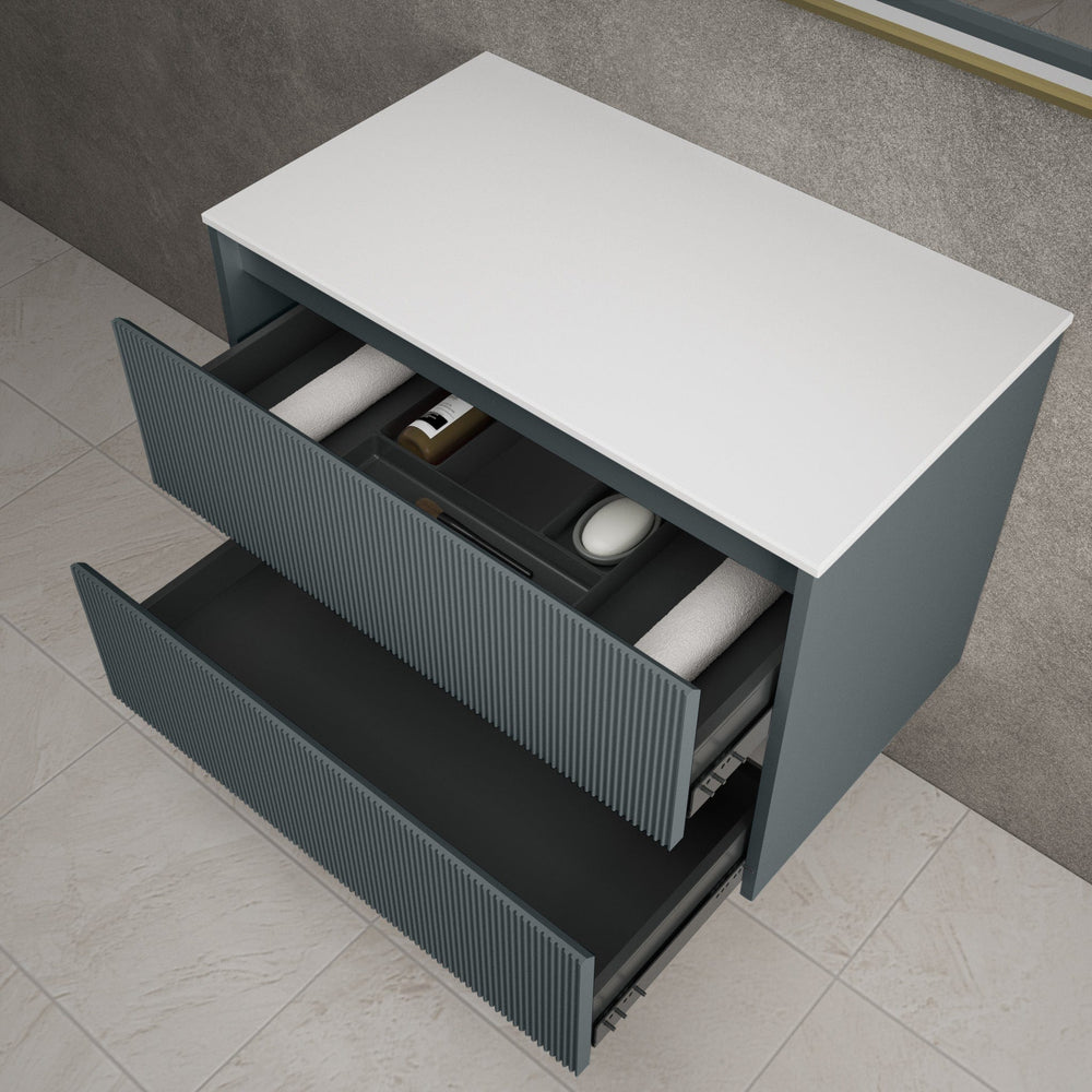 Scanalato Double Drawer Countertop Vanity Unit - Anthracite 800mm