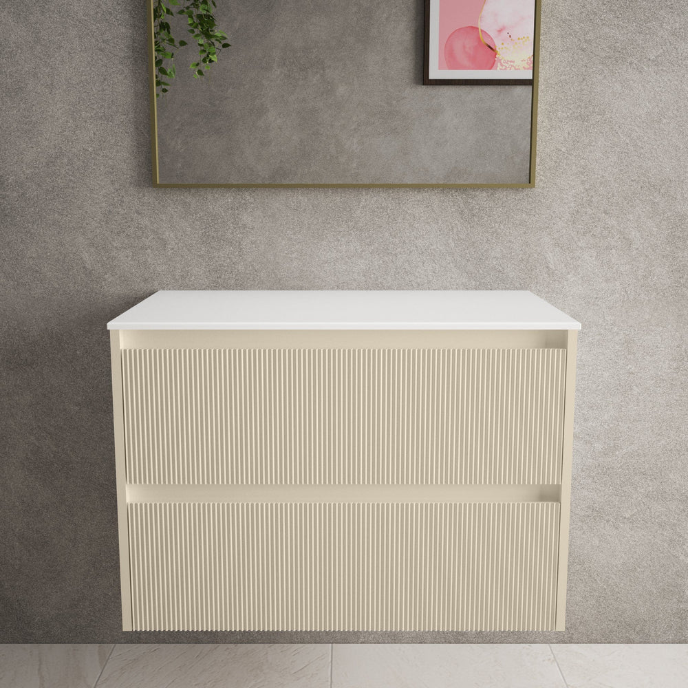 Scanalato Double Drawer Countertop Vanity Unit - Cashmere 800mm