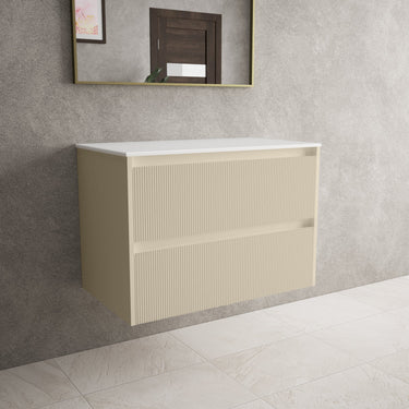 Scanalato Double Drawer Countertop Vanity Unit - Cashmere 800mm