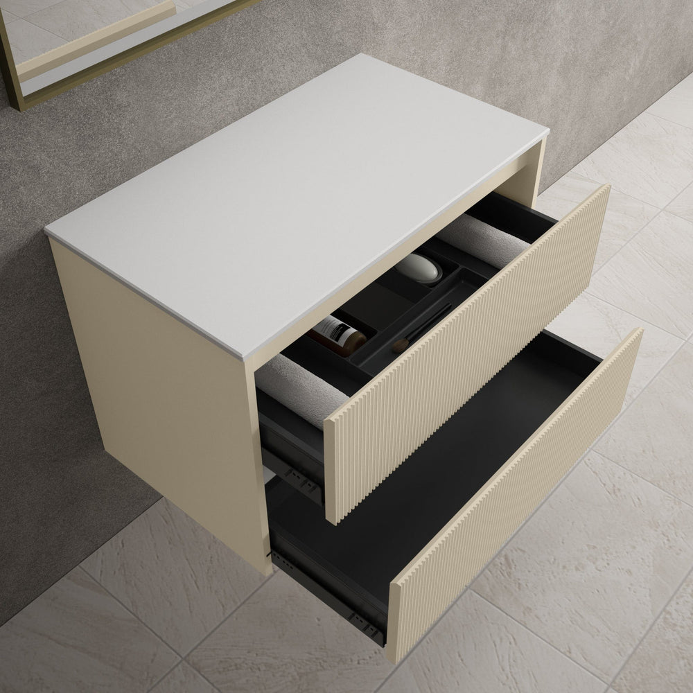 Scanalato Double Drawer Countertop Vanity Unit - Cashmere 800mm