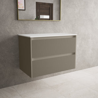 Scanalato Double Drawer Countertop Vanity Unit - Soft Taupe 800mm