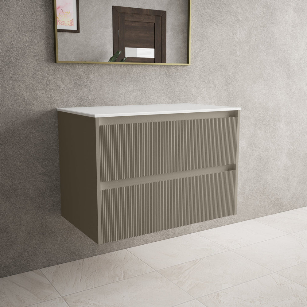 Scanalato Double Drawer Countertop Vanity Unit - Soft Taupe 800mm